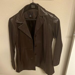 Brown leather jacket